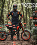 X1 Spark Electric Dirt Bike 60V 28.8Ah Battery 4500W Peak Motor Delivers 50 MPH For Mountain Off Road Adventures size guide
