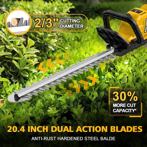 Cordless Hedge Trimmer With 20V Max Battery Compatibility, 20 Inch Cutting Length, brushless motor trimming bushes