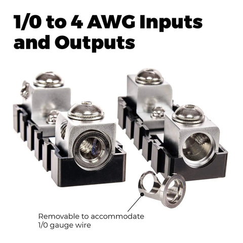 1/0 To 4 Gauge ANL Inline Fuse Block With Linkable Modular Design For Car And Marine Audio ANL Fuse Holder Built Beefy With Brass Construction And High Temp Housing For Ultimate Power Distribution, 1/0 to 4 AWG inputs