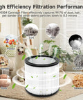 High-efficiency 90304 filter capturing dust, dander, pollen, and more for 5+ gallon wet/dry vacuums, illustration.