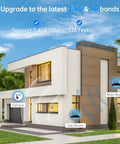 Smart Light Bulb Camera With 5G And 2.4GHz WiFi 2K Outdoor Security Motion Detection Alerts illustration on modern house