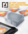 Top Load Card Binder For TCGs And Sports Cards, Holds 252 Toploaders, shows 20 top loading card protectors, secure storage
