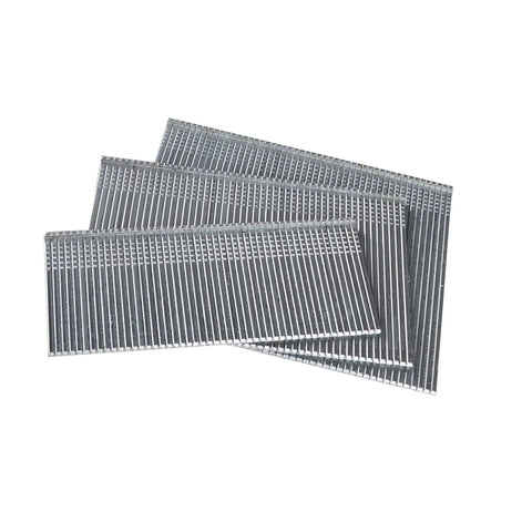 Premium 16 Gauge Galvanized Finish Nails Featuring Sharp Chisel Points And Adhesive Collation For No Sweat Assembly Ideal For Smooth Carpentry And Fine Trim Jobs Reliable 900 Piece Size Assortment stacked in bundles.