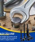 Beefy Heavy Duty Stainless Steel 304 Hex Head Lag Screws Kit, 5/16 x 1-1/2 Inch with wrench and wood surface
