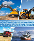 Excavator, tractor, harvester, and boat suitable for Grease Gun Coupler With Extended Reach And 12000 PSI Beefy Lock For Hard To Reach Fittings