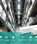 4Ft LED Shop Lights 6 Pack 2000LM 6500K Ultra Bright White T5 Commercial Lights 20W Linkable Utility Fixtures in warehouse