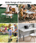 Four Piece Table Leg Extender Set Adjustable Height Lifter Fits Straight And Curved Folding Tables Up To One Point Three Eight Inch Tube Black Hella Durable used in various settings.