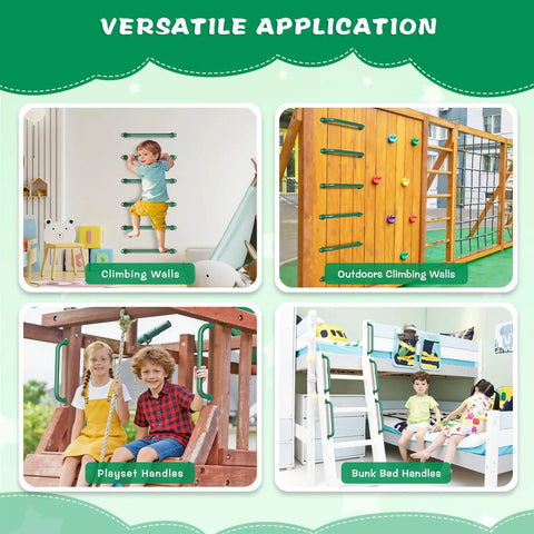 Six Pack 17 Inch Green Metal Playground Safety Handles For Indoor Outdoor Playsets And Swing Sets Heavy Duty Non Slip Grab Bars For Kids Playhouses Treehouses Jungle Gyms And Climbing Frames