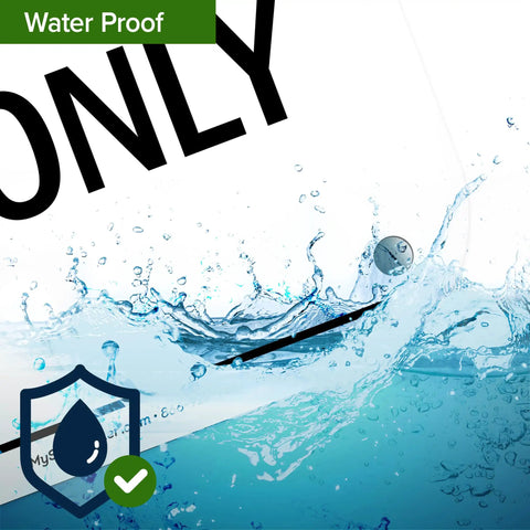 Waterproof caution sign featuring bold text "ONLY" with splashing water for Badass Confined Space Safety Sign 10X14 Inch.