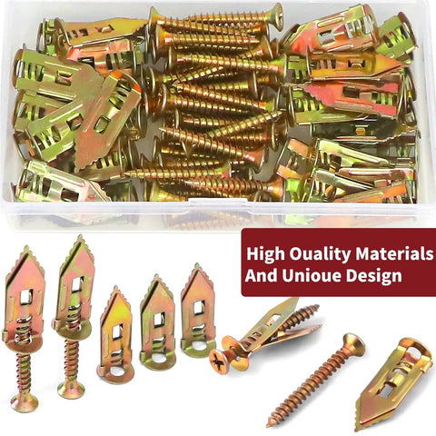252 Piece Self Drilling Anchor And Screw Kit For Drywall And Walls Multipurpose Expansion Screws With Yellow Zinc Plating High Strength Carbon Steel Rust Resistant Long Lasting Fasteners For DIY Projects, assorted anchors and screws