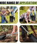 Two Pack All Steel D Grip Shovels With 13 Inch Blades And Removable Footpads For Digging Planting And Pruning Seedlings in use