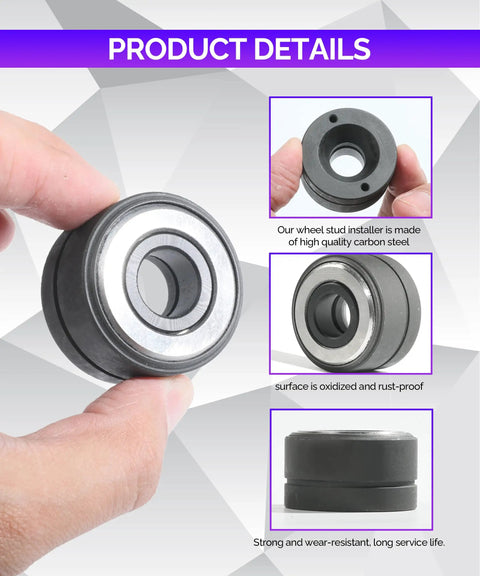 Close-up of Wheel Stud Installer Tool for Cars and Light Trucks, pro-grade carbon steel, rust resistant, safe and easy install