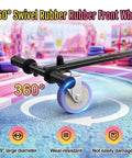 360-degree swivel front wheel on Self Balancing Scooter Seat Attachment With Go Kart For Kids Teens And Adults LED Lights Bluetooth Built In Adjustable Frame Fits 72 To 85 Cm For All Sizes Easy Mount Safe Fun Ride