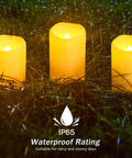 Solar Flameless Candles Outdoor Waterproof Led Lantern Lights Dusk To Dawn Flicker Reusable 3D Wick Candles in rain