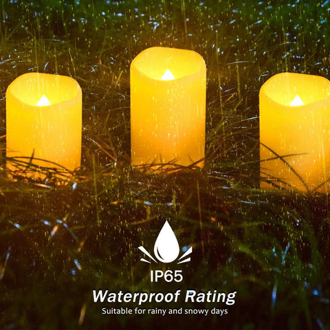 Solar Flameless Candles Outdoor Waterproof Led Lantern Lights Dusk To Dawn Flicker Reusable 3D Wick Candles in rain