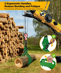 Heavy Duty Log Lifting Tongs With 4 Claws, 32 Inch Timber Grapple Hook lifting a log, made from 8 mm carbon steel, ideal for forestry