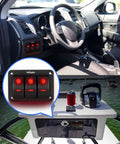 Three Gang Aluminum Rocker Switch Panel with Prewired Harness and Red Backlit Night Glow in car and boat setup