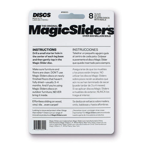 Heavy Duty Reusable Furniture Sliders With Tough Self Adhesive Grip For Effortless Couches And Tables Across Carpet Or Hardwood Floors Skip The Dragging Just Smooth Glides Non Skid Pads Grey Set Of Eight packaging with instructions on use.
