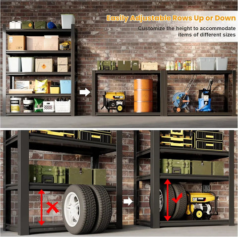 Heavy Duty 5 Tier Garage Shelving Unit 88 Inch High Industrial Storage Shelf With Adjustable Posts And Double Layer Beams Built Tough