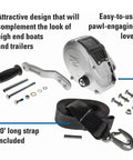 F2 Trailer Winch With Strap Heavy Duty 1600 Lb Load Capacity, Corrosion Resistant Aluminum Frame And Handle with parts
