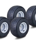 Golf Cart Tire Wheel Assembly 18x8.5-8 4 Ply With 4 Lugs On 4 Inch PCD Silver Rim Four Pack Fits Club Car EZGO Yamaha Evolution