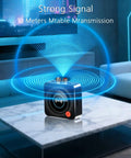 Wireless Bluetooth Receiver For Your Home Stereo And Speakers, NFC Quick Pair, 3.5mm Aux And RCA, TF Card Slot, Low Latency Audio Adapter shown in a glowing signal effect on a marble table.