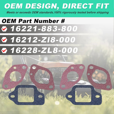 Honda Carburetor Gasket Kit For GCV Series Engines with OEM part numbers and gasket layout for precision fit