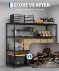 Rock Solid 4 Tier Heavy Duty Metal Shelving Unit Commercial Wire Storage Rack organized in garage with tools and boxes.