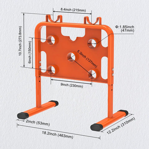 Dimensions of Heavy-Duty Adjustable Wire Dispenser And Welded Steel Spool Rack For Heavy Cables Portable Cable Caddy shown