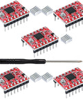 Five Pack A4988 Stepper Motor Driver Modules With Heat Sink For 3D Printers And Arduino, screwdriver and heatsinks included