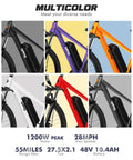 Gnarly Urban Electric Mountain Bike in multiple colors with 28 MPH peak, 1200W motor, 21 speeds, 48V battery