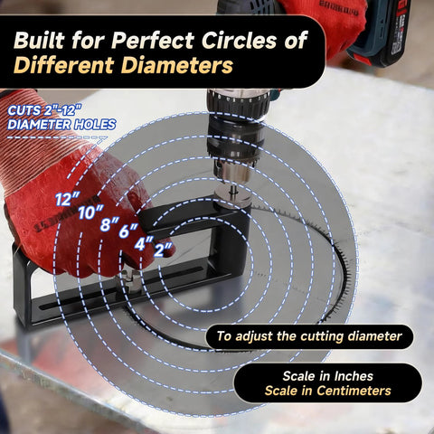 Sheet metal circle cutter, 2 to 12 in adjustable hole saw for 24ga steel and 26ga stainless, Amazon brand