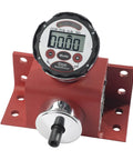 Half Inch Drive Torque Tester For Wrenches And Calibration Checks, Precision To Plus Or Minus One Percent In Both Directions, 25 To 250 Ft Lbs Range, Quick Pass Fail Verification, Ideal For Shops, Garages, And Field Calibration. Electronic torque tester on red metal base