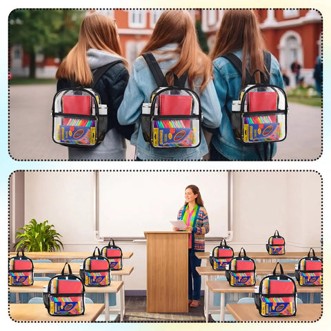 All In One Back To School Supplies Kit With 6 Clear Backpacks And 150 Pieces Including Notebooks Pencils Folders Glue Scissors