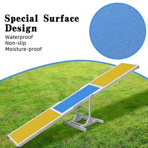 Dog Agility Seesaw For Backyard Training, Weather Resistant Balance Obstacle with non-slip surface on grass