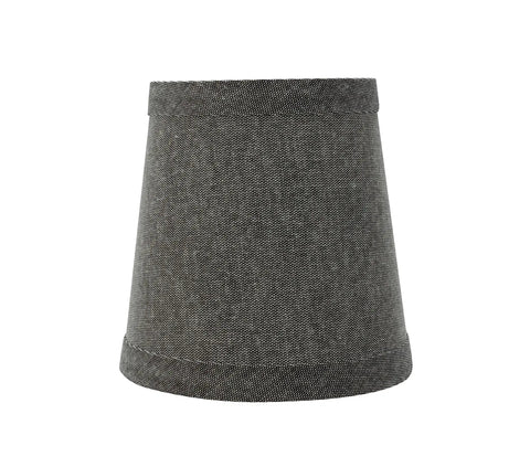 Empire Clip On Chandelier Lamp Shade Set Of 9, Grey Textured Fabric With Brass Fitter, Empire Shape, Front View