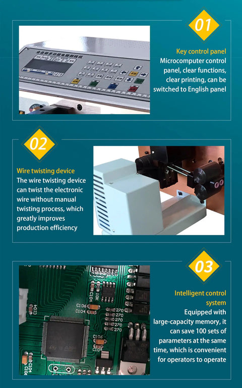Intelligent Automatic Wire Stripper Machine Twisters Tool For Copper Cable showing the microcomputer control panel features.