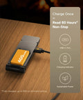 Rechargeable Clip-On Reading Light With 3 Color Temperatures And Stepless Dimming, USB-C charging on wooden table