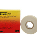 Glass Cloth Electrical Tape 69 One Half Inch by 22 Yard Premium Grade with packaging, silicone adhesive, heat resistant roll.