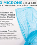 Close-up of Blue Protective Masking Film Cover For Painting Projects Overspray Shield Paintable Plastic Sheeting Roll