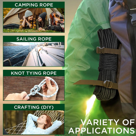 Rugged All Purpose Rope One Quarter Inch And Three Eighths Inch Diamond Braided Polypropylene Nylon Cord variety uses