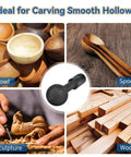 Rock Solid Carbon Steel Sphere Rotary Burr With Standard 5/8-11 Threads For 4-1/2 And 5 Inch Angle Grinders, heavy duty ball gouge seen with wooden bowls, spoons, and wood planks.