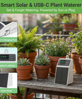 Solar Powered Drip Irrigation System With USB C Dual Power No Fuss DIY Watering Kit for 10 Potted Plants on Balcony