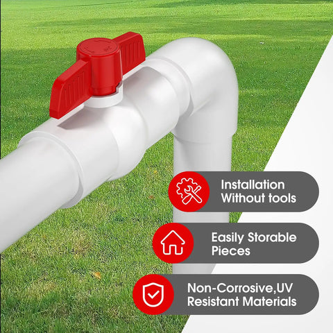 Sixteen Pack Three Quarter Inch PVC Ball Valve With Easy Turn Red T Handle SCH40 Slip PVC Water Pipe Shut Off Valve for Outdoor Plumbing