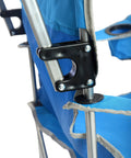 Close-up of the frame hinge on the Canopy Shade Folding Chair For Camping With Adjustable Shade Canopy and Tilt UV Blocking 190T Polyester.