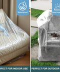 Crystal Clear Plastic Moving Chair Cover Bag for Storage and Transport Extra Large 65 x 42 x 34 Inch Waterproof and Dustproof with Label Slot and Easy Open Design