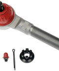 Patented Steering Tie Rod End With Rugged Duty Build, Beefy ArmourGrade Ball Stud, Greaseable IntegraFit Bearing, Heavy Duty Link For Trucks And SUVs, Long Lasting, High Performance Steering Component, shown with cotter pin and nut