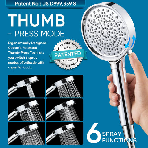 Cobbe filtered handheld shower head by Amazon, chrome finish, six spray modes