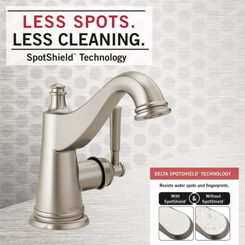 Single Hole Bathroom Faucet In SpotShield Brushed Nickel With Drain Assembly And Worry Free Drain Catch One Handle Design InnoFlex