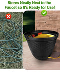 Must Have Decorative Wicker Garden Hose Pot Hideaway That Keeps Hoses Tidy For Outdoor And Garage Hose Holder next to faucet
